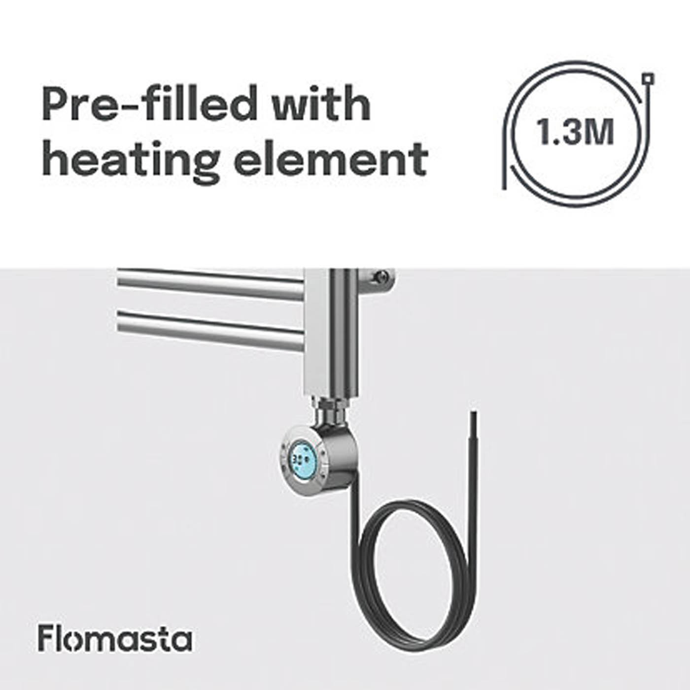 Flomasta Electric Towel Rail Radiator Chrome Curved Bathroom Warmer 70x40cm - Image 7