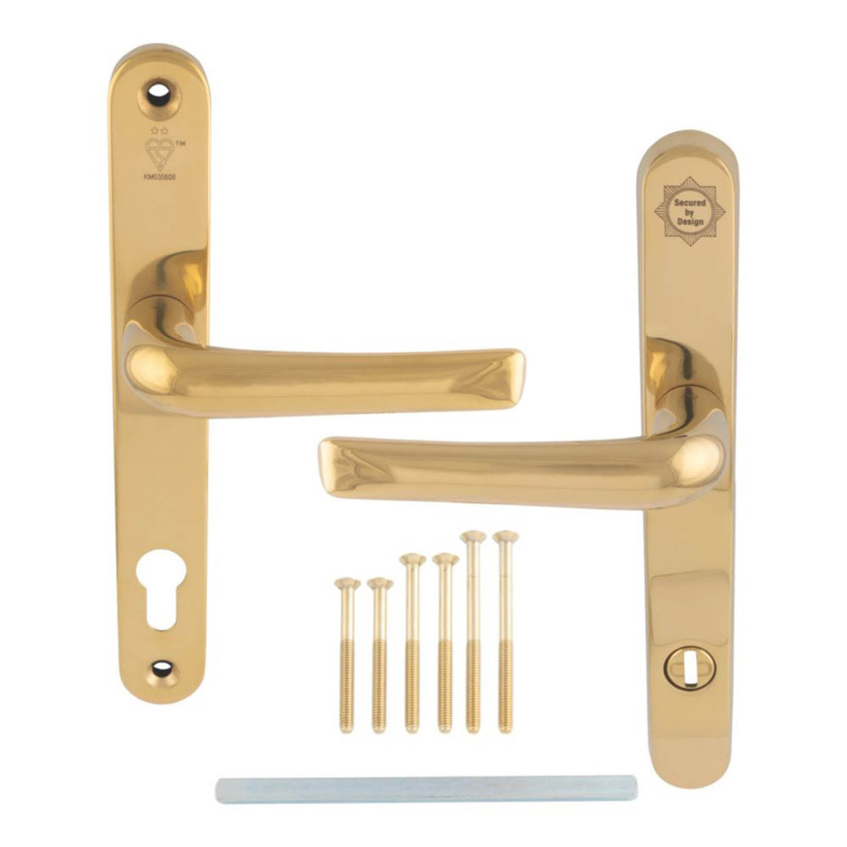Smith and Locke Door Handles Pair Polished Brass Euro Profile Internal External - Image 2