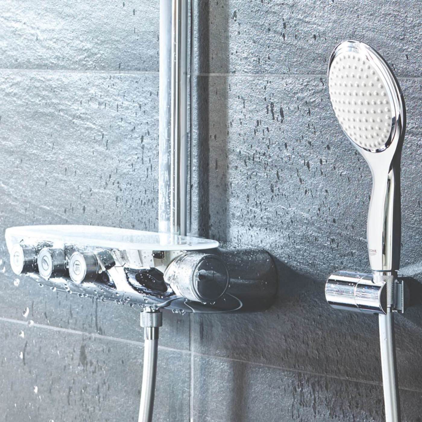 Grohe Thermostatic Shower System Exposed Chrome 2 Spray Pattern Dual Round Head - Image 4
