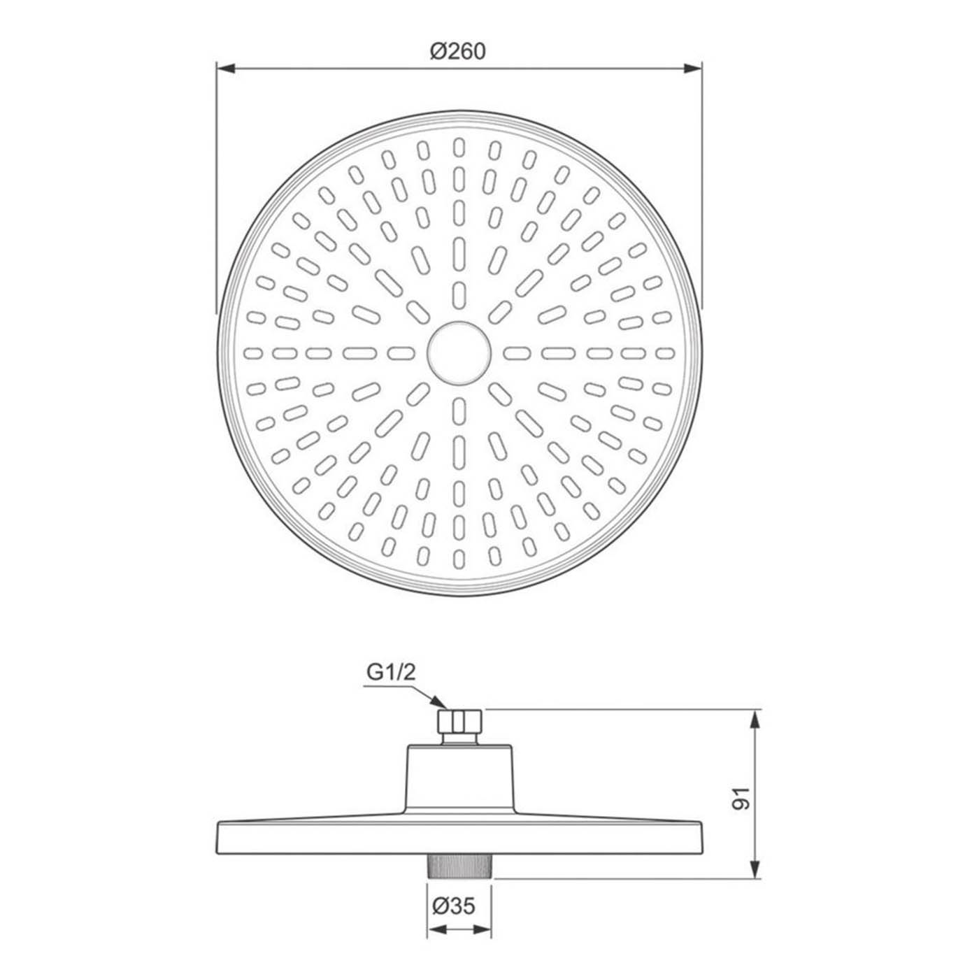 Ideal Standard Shower Head Rose 260mm Round 2 Spray Patterns Contemporary - Image 3