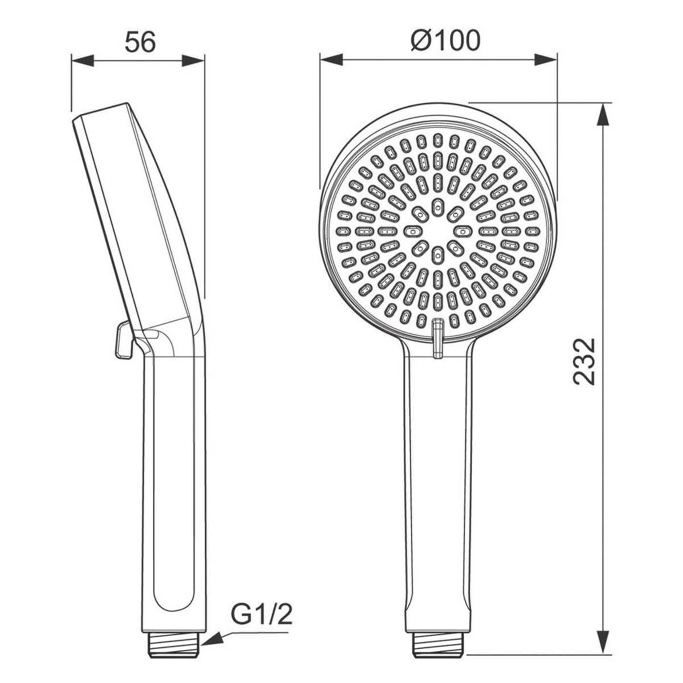 Ideal Standard Hand Shower Head Rose 100x232mm 2 Spray Patterns Contemporary - Image 3