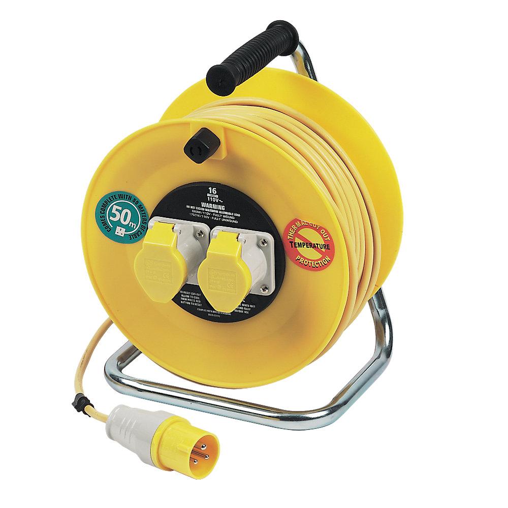 Masterplug Cable Reel Site Extension Lead 2 Gang Indoor Outdoor 16A 50m 110V - Image 2