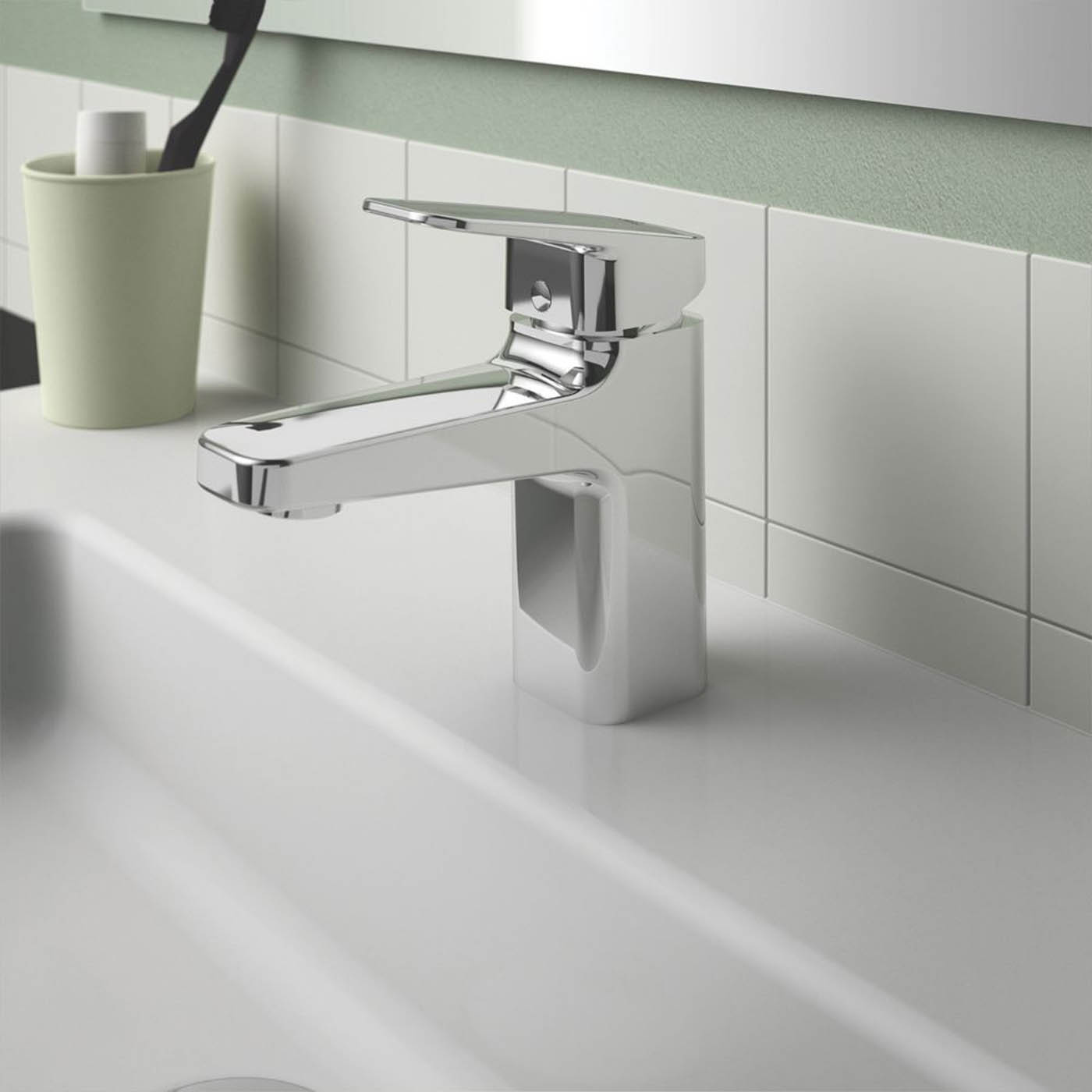 Bathroom Basin Tap Mono Mixer Chrome Single Lever Clicker Waste Modern Faucet - Image 2