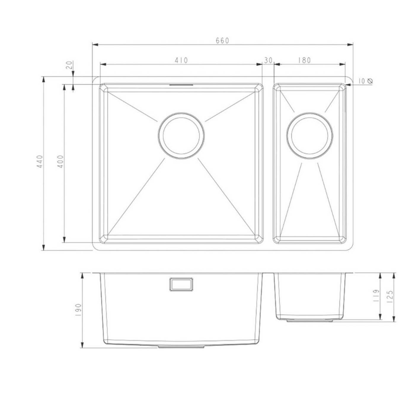 Carysil Kitchen Sink SR1021LH Stainless Steel Inset 1.5 Bowl 660mm x 440mm - Image 5