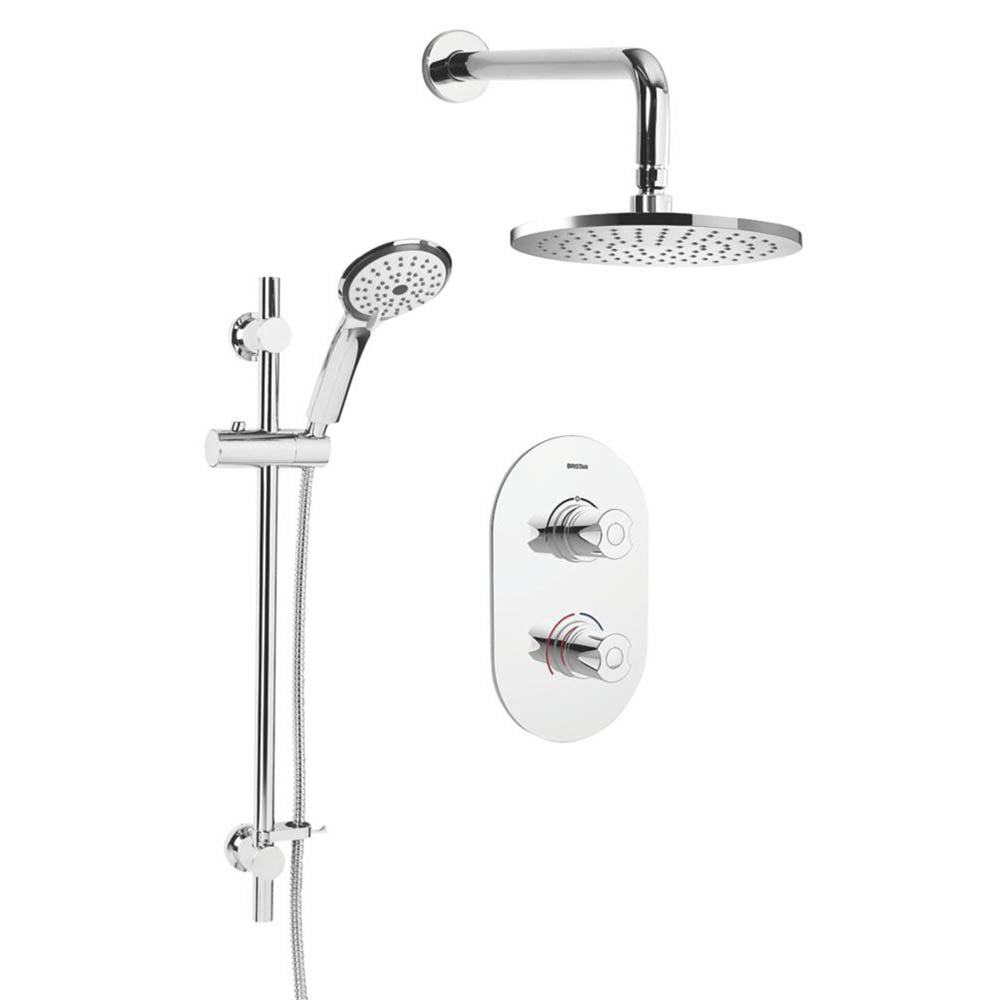 Bristan Thermostatic Mixer Shower Chrome Concealed 3 Spray Pattern Dual Head - Image 2