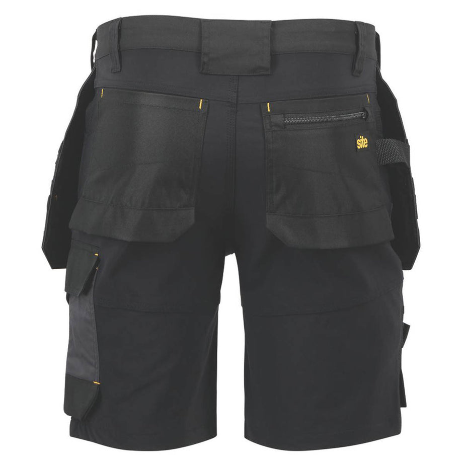 Site Mens Work Shorts Brochman Black Grey Holster Pockets Slim Fit 30" W - Image 3