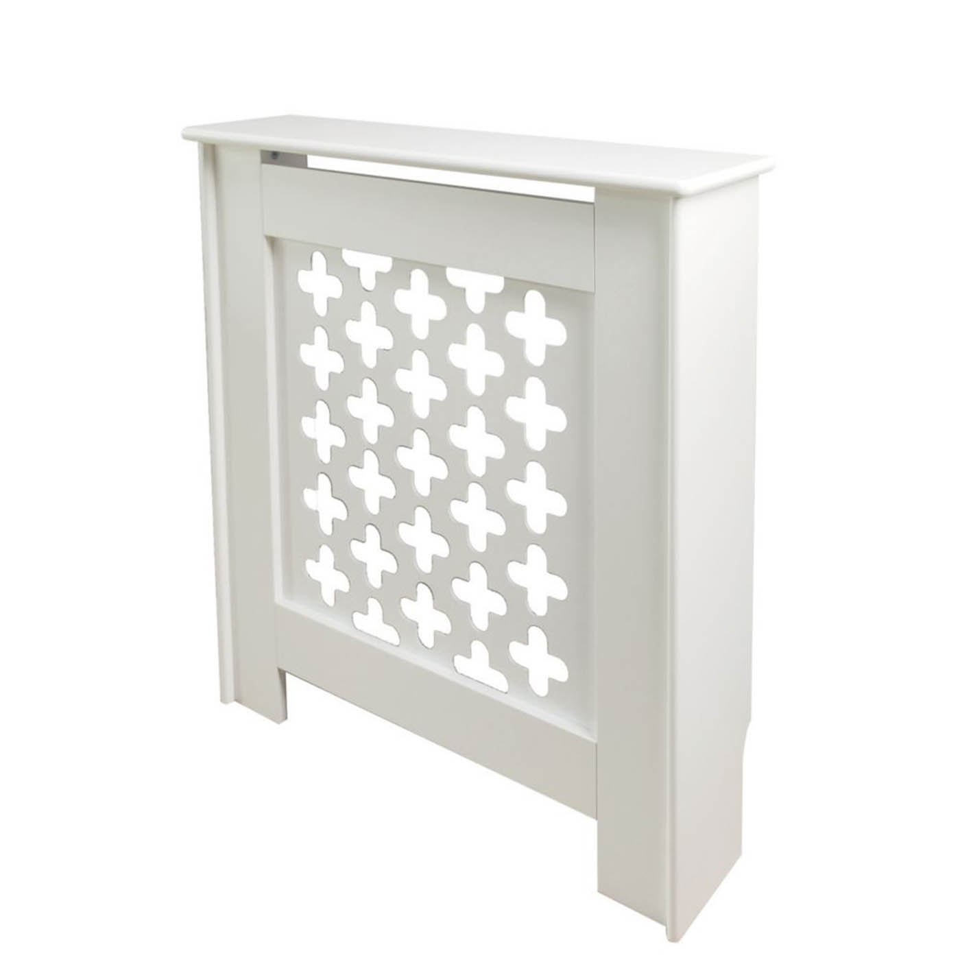 Victorian Radiator Cover Matt White Cross Pattern Slats 820mm x 210mm x 868mm - Image 1