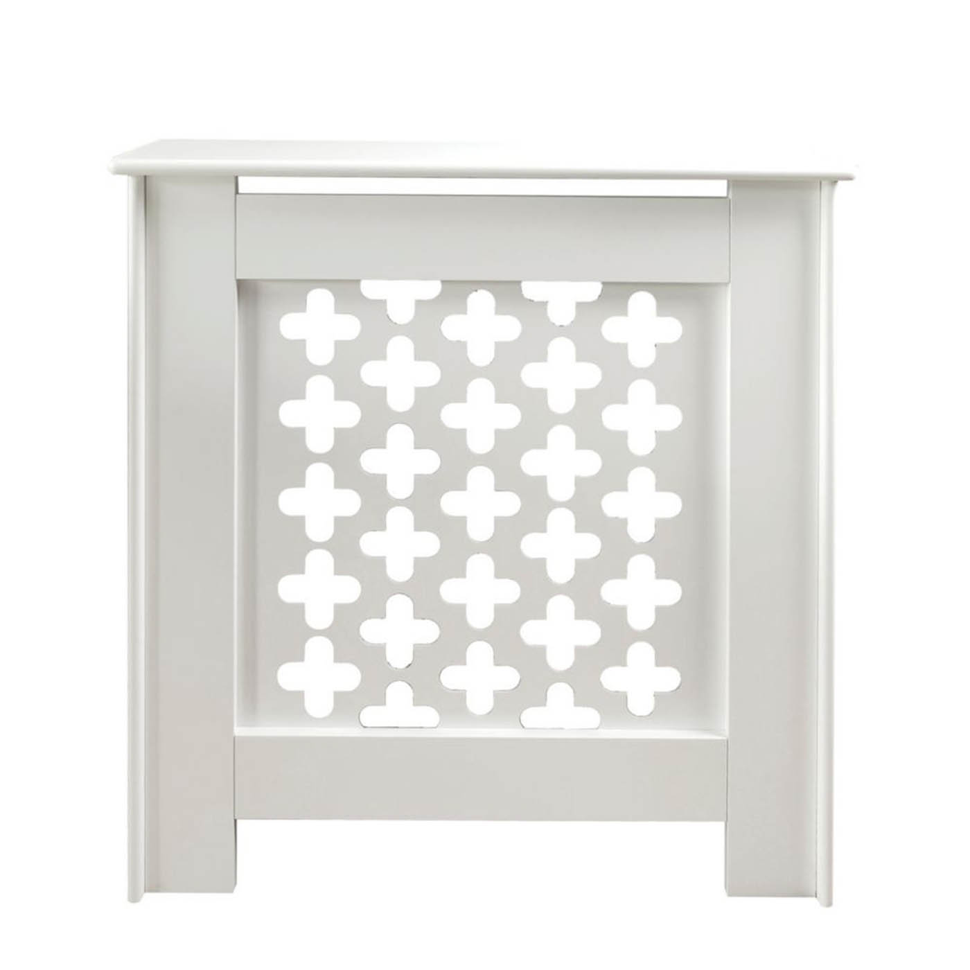 Victorian Radiator Cover Matt White Cross Pattern Slats 820mm x 210mm x 868mm - Image 2