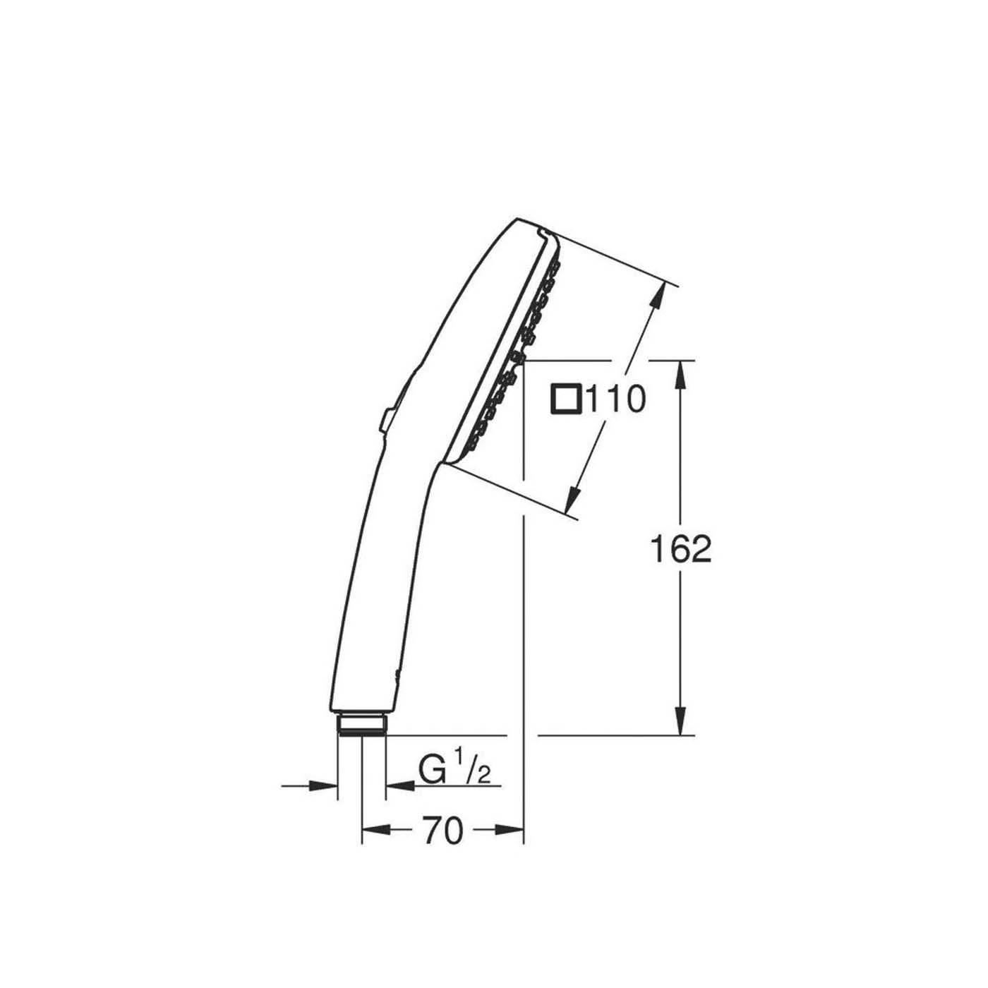 Grohe Hand Shower Matt Black Square 2 Spray Patterns Contemporary 110mm x 215mm - Image 2