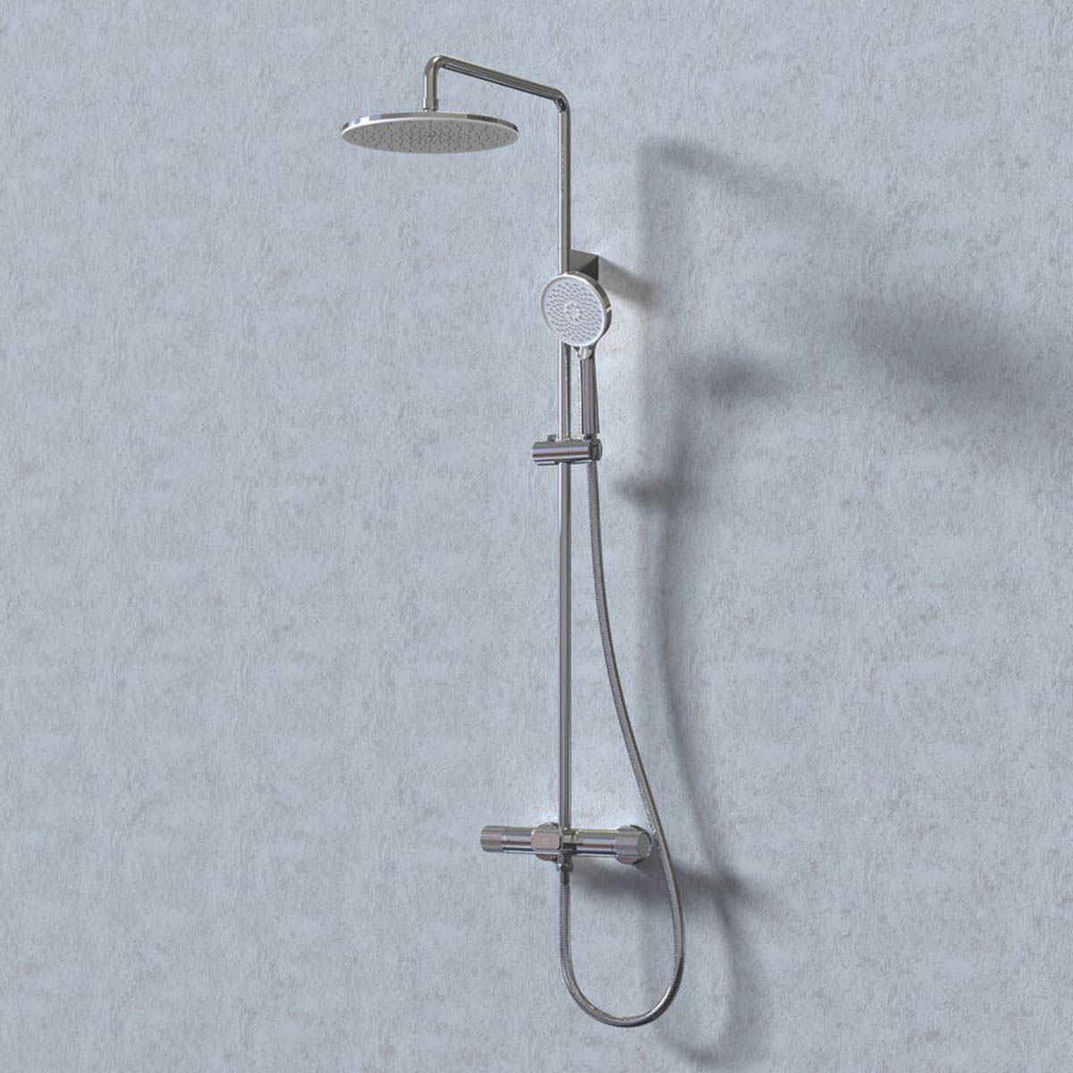 Swirl Thermostatic Mixer Shower Exposed Chrome 3 Spray Pattern Round Twin Head - Image 4