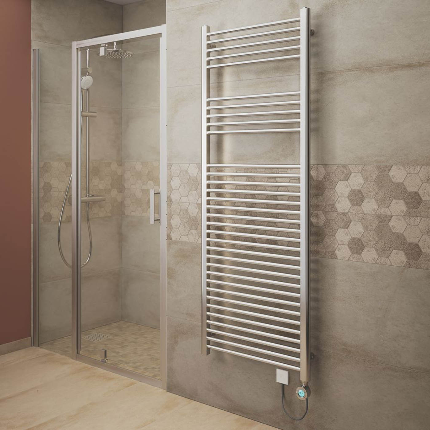 Flomasta Electric Towel Radiator Bathroom Heater Chrome 1600 x 600mm 1706BTU - Image 2