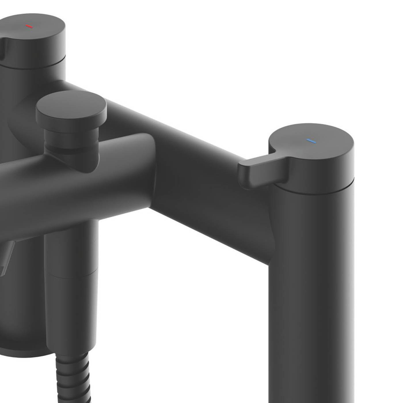 Swirl Bath Filler Tap Shower Mixer Black Dual Lever Round Head Modern Bathroom - Image 3