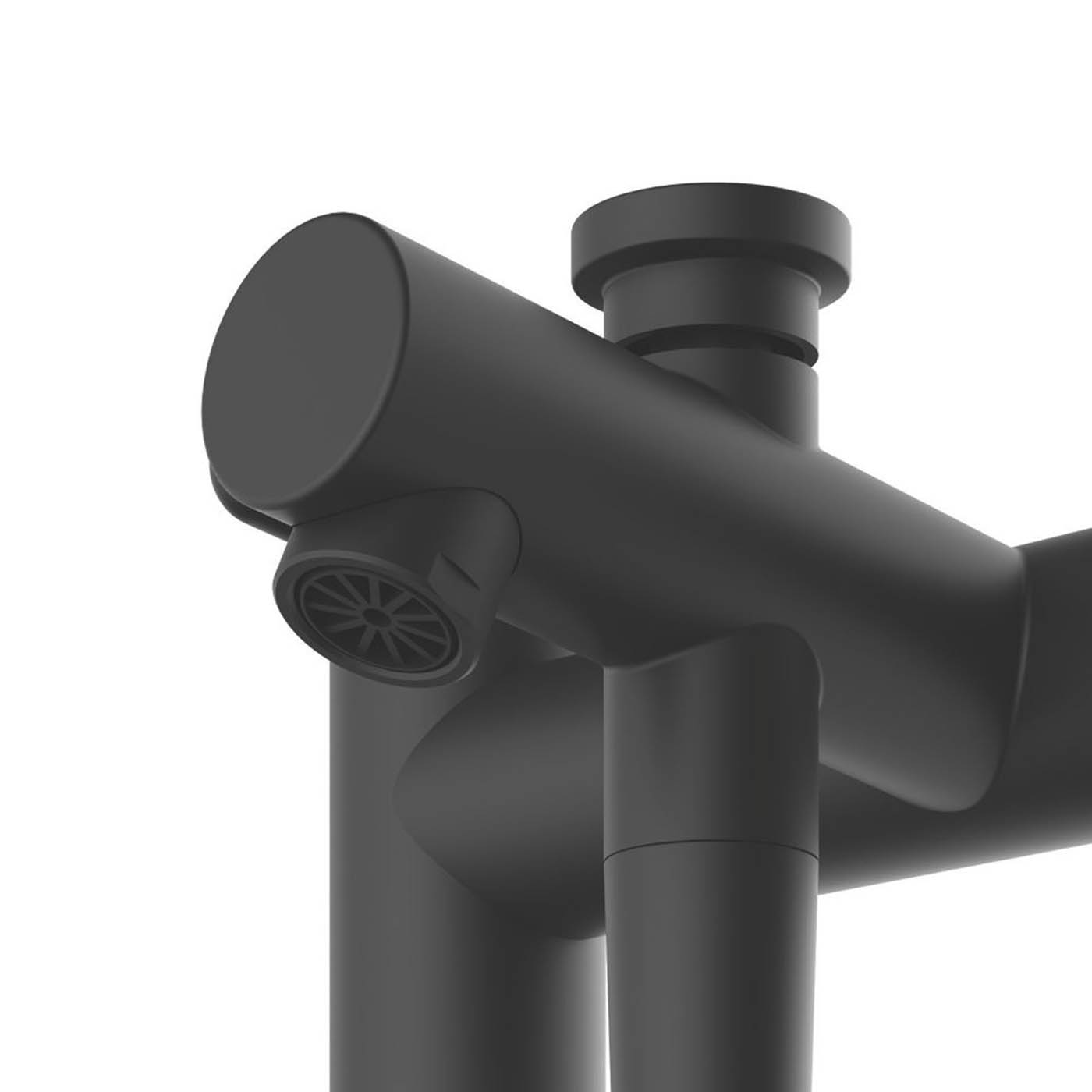 Swirl Bath Filler Tap Shower Mixer Black Dual Lever Round Head Modern Bathroom - Image 4