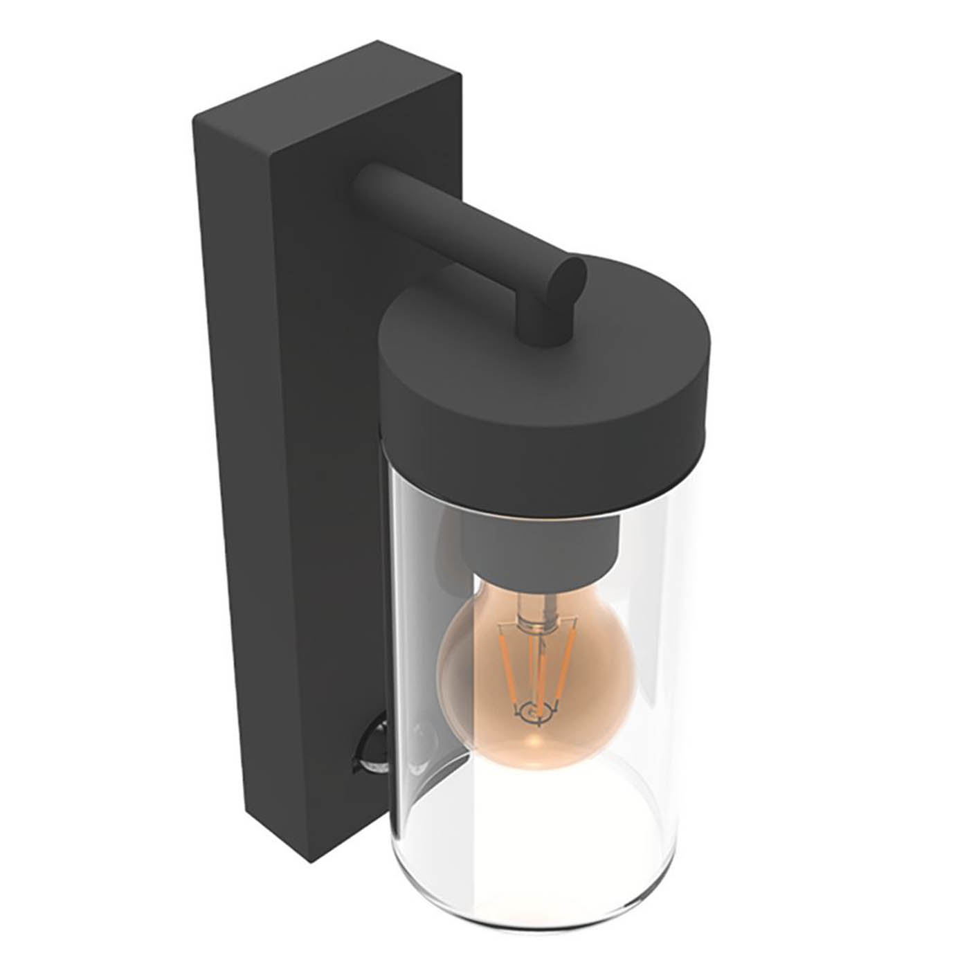 Calex Outdoor Wall Light With PIR Sensor Black Metal Weather Resistant Modern - Image 1
