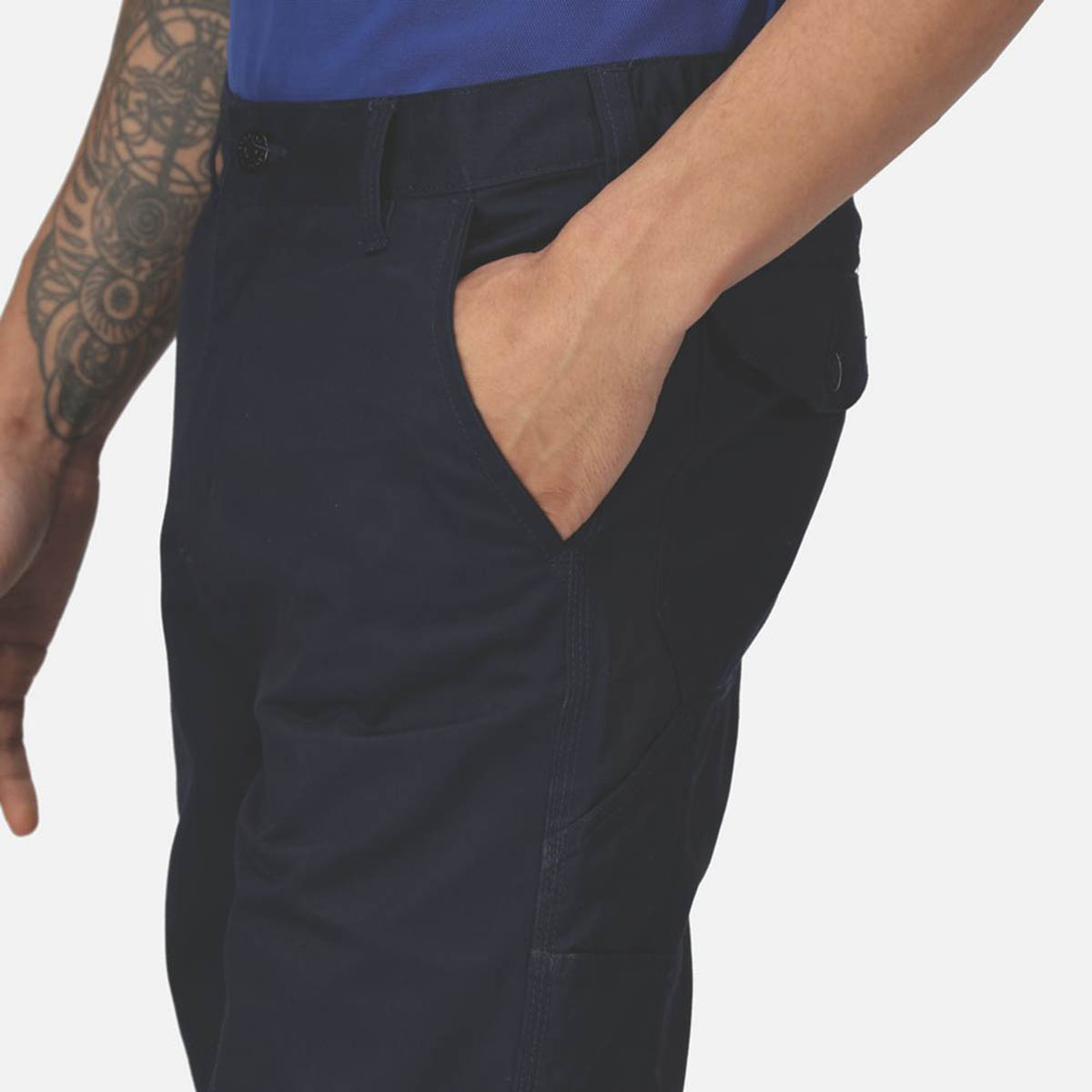 Regatta Work Trousers Mens Pro Cargo Classic Fit Navy Multi Pockets 44W 31L - Image 6