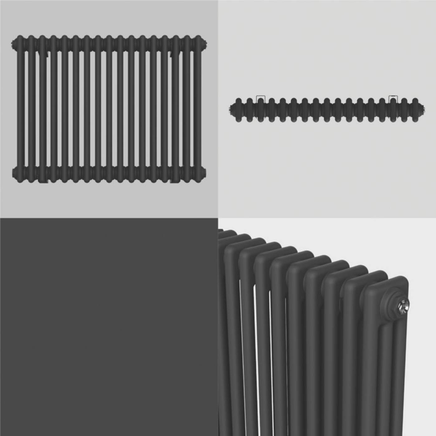 Flomasta 3 Column Radiator Black Horizontal Steel Traditional (H)60x(W)78.5cm - Image 5