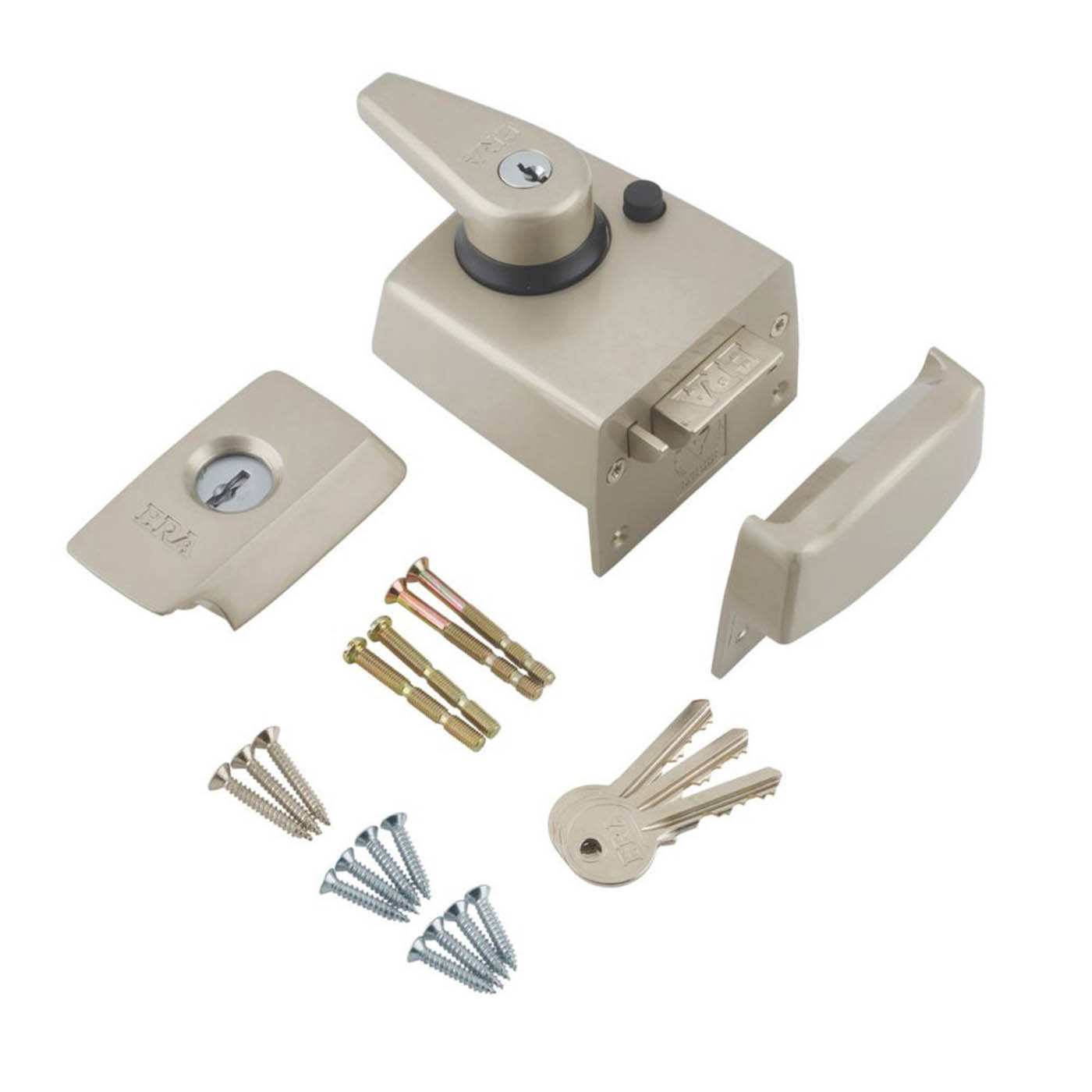 ERA BS Night Latch 6 Pin Lock 3 Keys Satin Nickel Interior Exterior 60mm - Image 2
