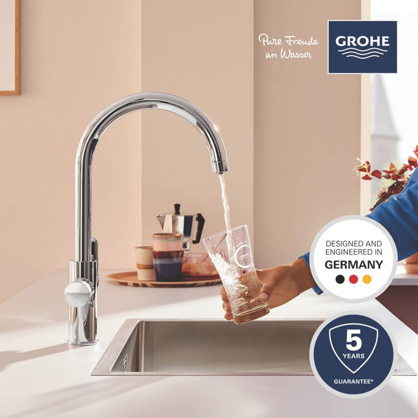 Grohe Kitchen Sink Tap Filtered 2-Way Blue Pure StartCurve Chrome Starter Set - Image 3
