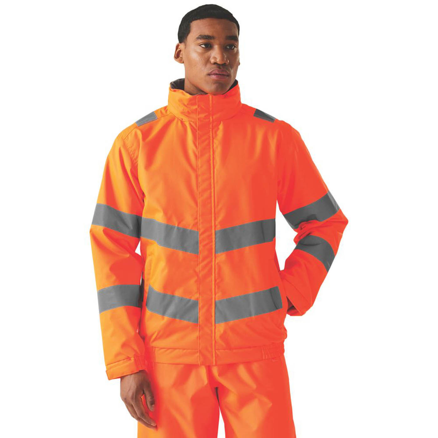 Regatta Hi-Vis Jacket Mens Orange Waterproof Reflective Small 37.5in Chest - Image 3