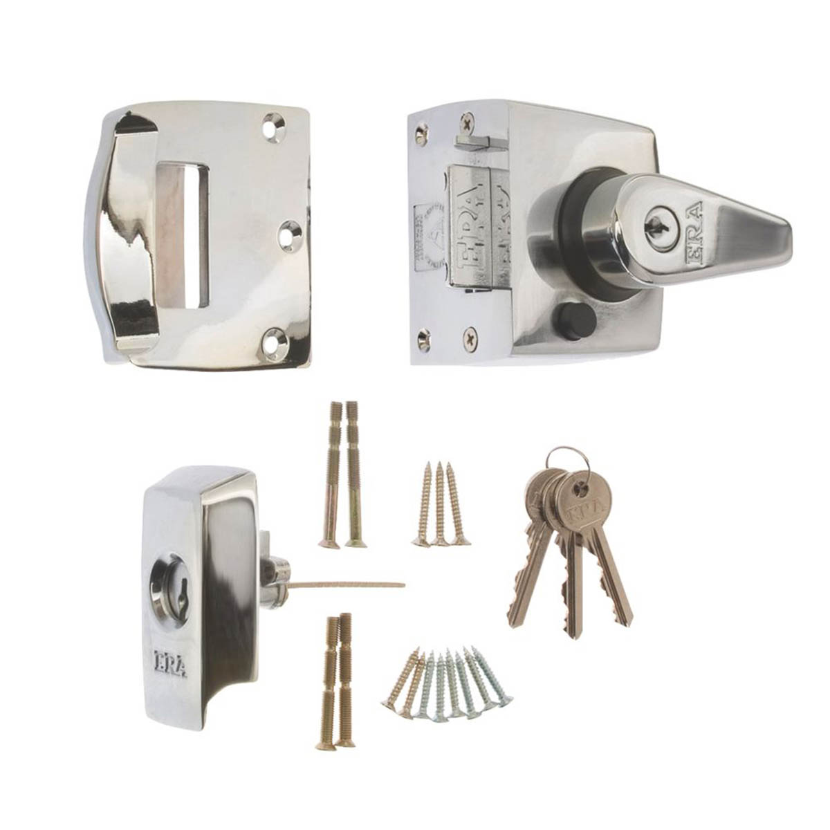 ERA Double Locking Night Latch Polished Chrome 40mm Backset High Security - Image 2