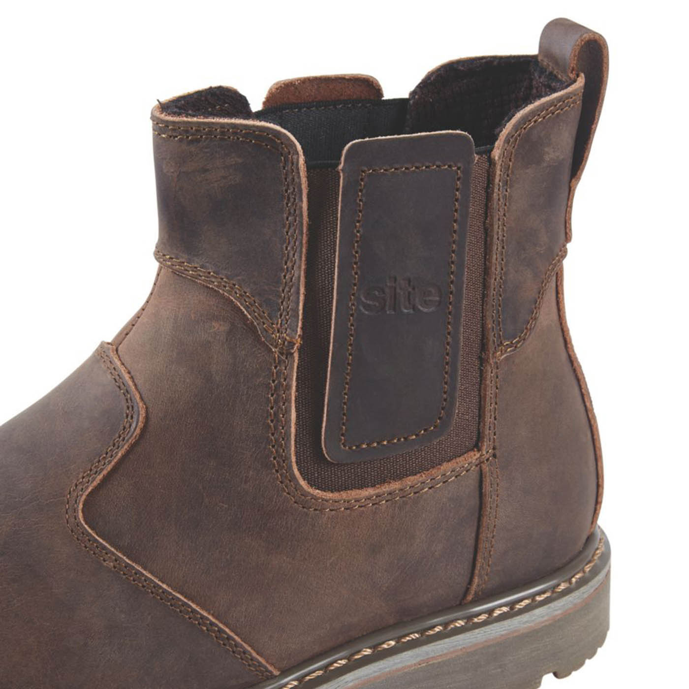 Site Mens Safety Boots Brown Leather Steel Toe Cap Wide Fit Slip On Size 13 - Image 6
