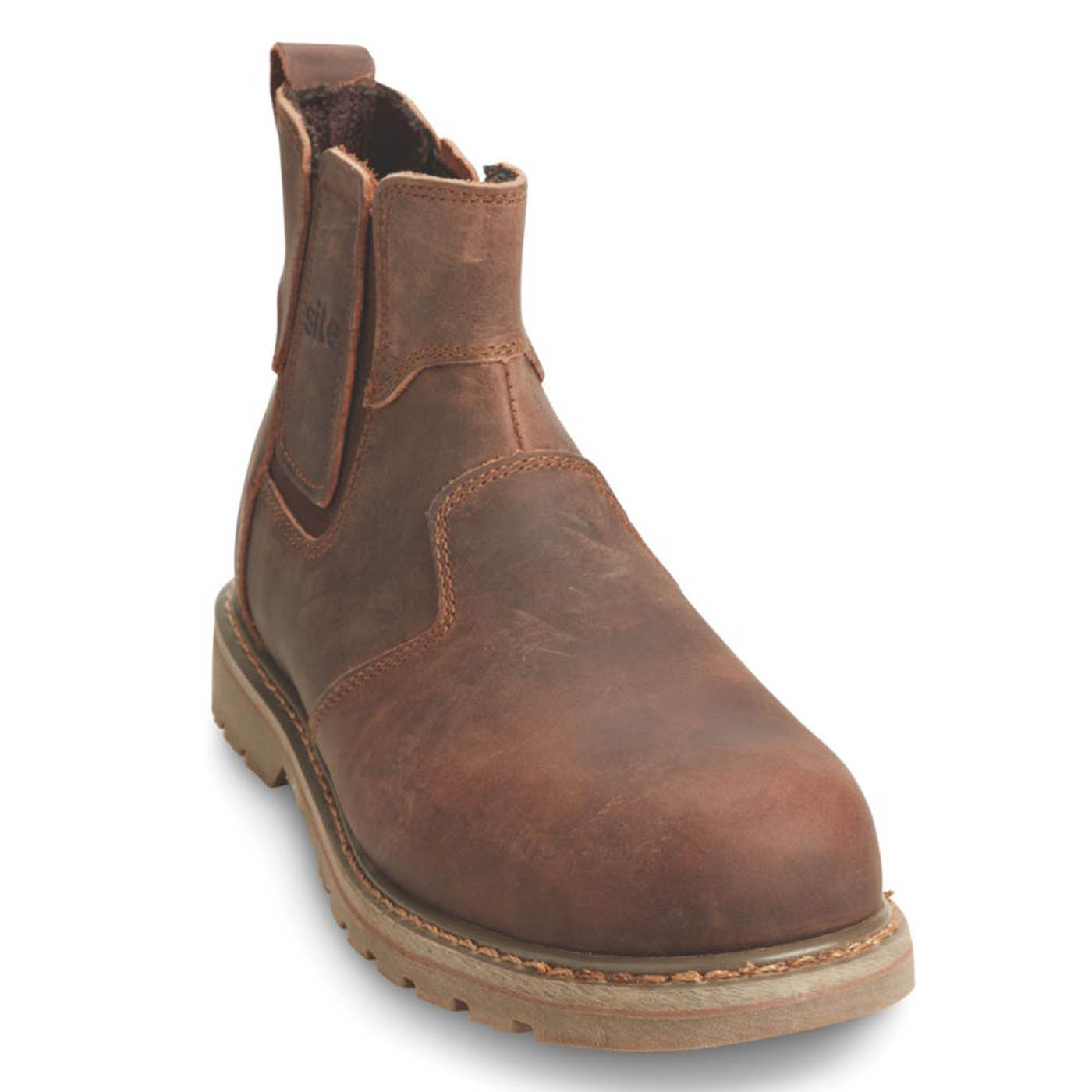 Site Mens Safety Boots Brown Leather Steel Toe Cap Wide Fit Slip On Size 13 - Image 1