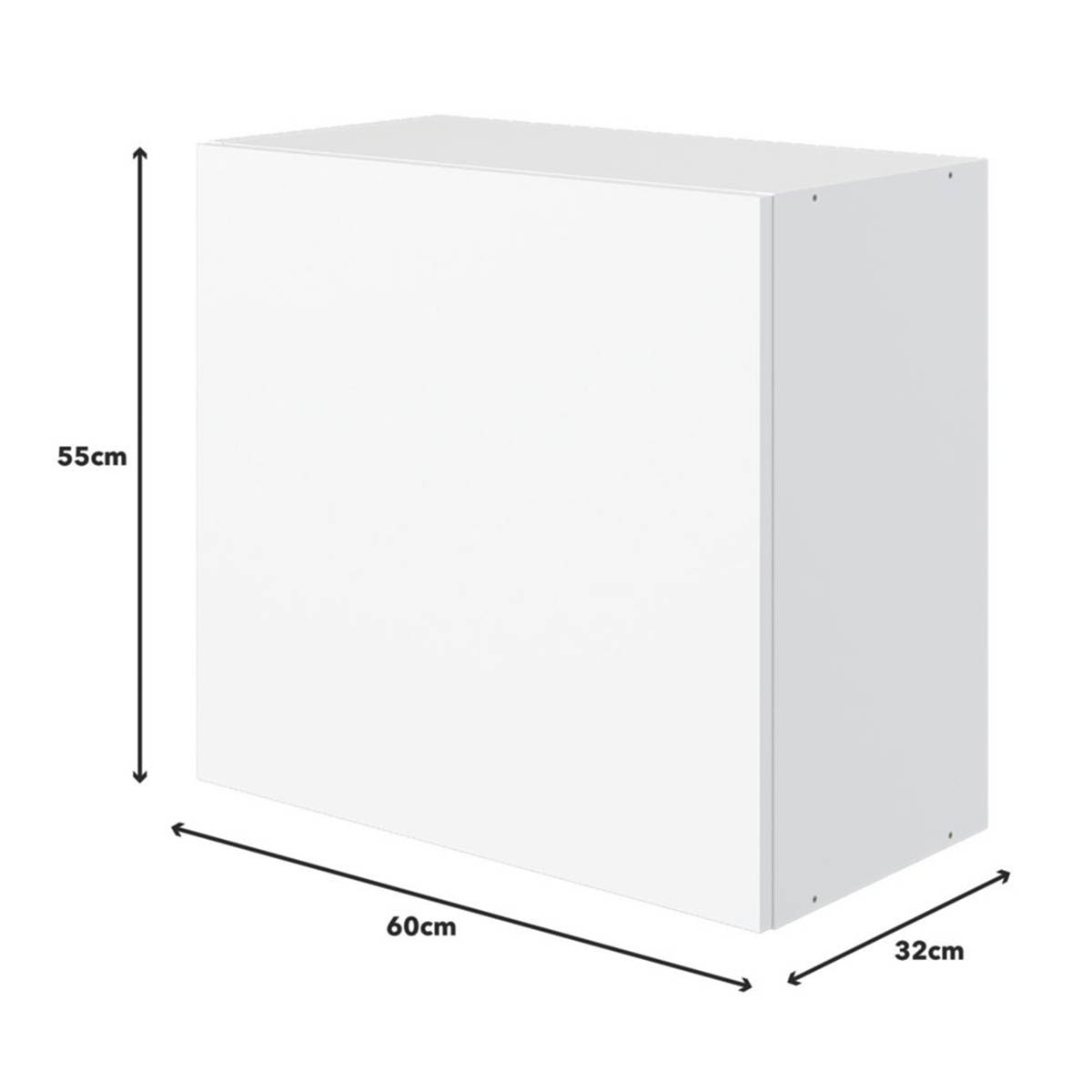 Kitchen Wall Unit Cabinet Matt White 1 Door Storage Cupboard 60x32x55cm - Image 3