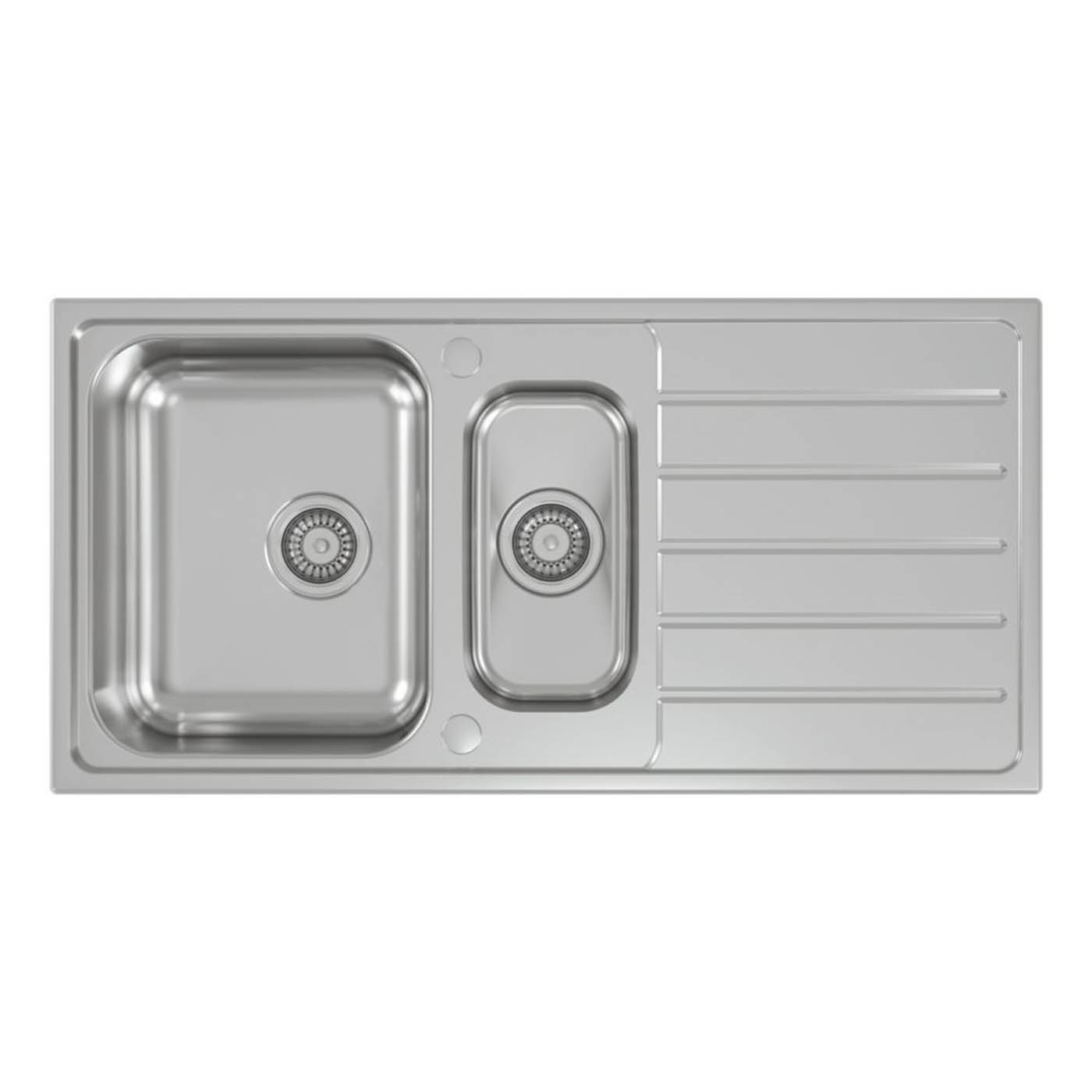 Carysil Kitchen Sink SD150 1.5 Bowl Stainless Steel Inset Satin 1001 x 417mm - Image 2