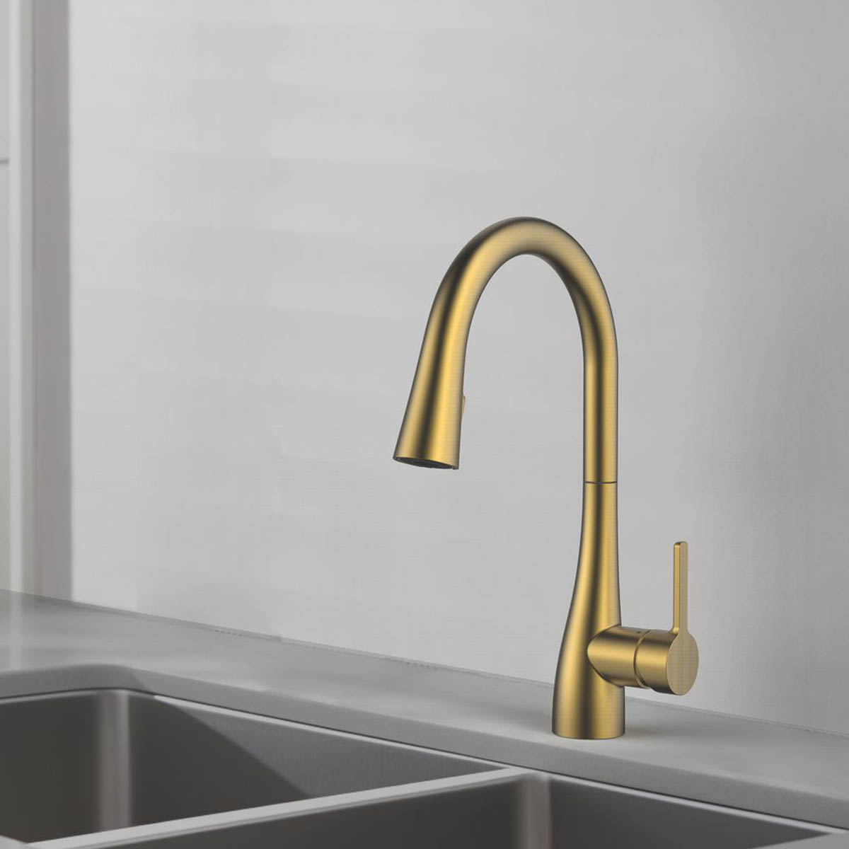 Swirl Kitchen Sink Tap Mixer Pull Out Spray Brass Effect Single Lever Faucet - Image 2
