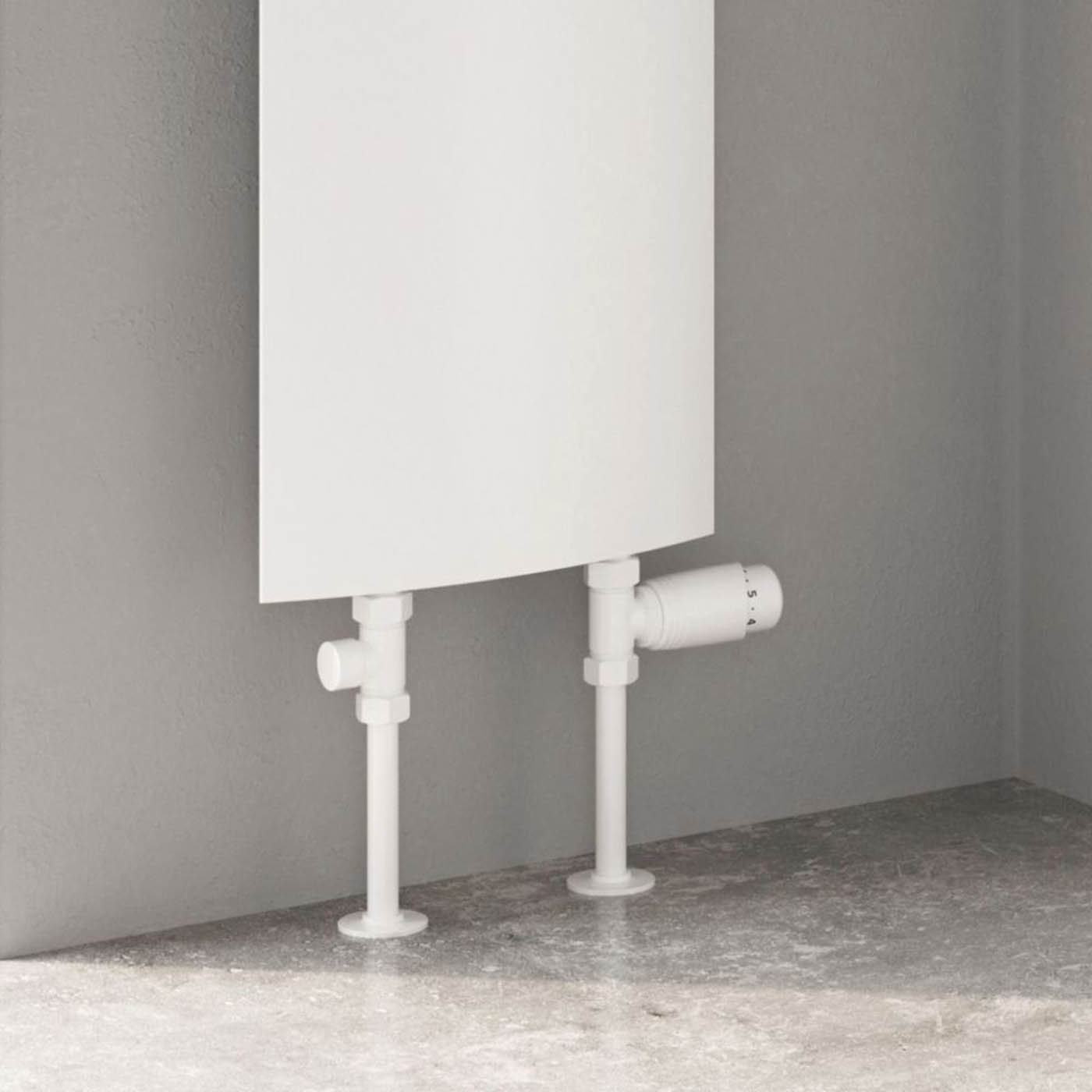 Reina Thermostatic Radiator Valve And Lockshield 15x15mm White Straight - Image 2