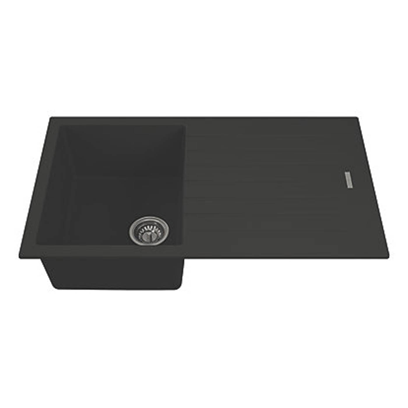 Carysil Kitchen Sink Midnight Black Granite Composite 1 Bowl Reversible Waste - Image 2