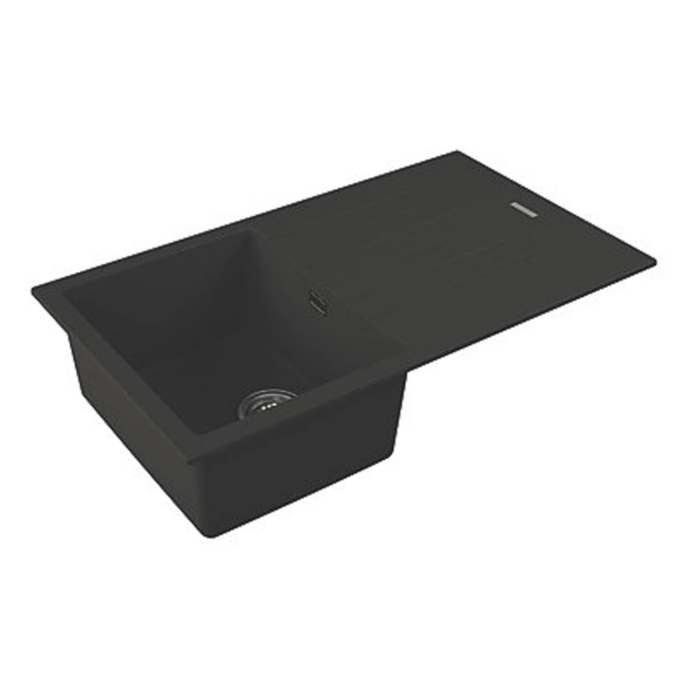 Carysil Kitchen Sink Midnight Black Granite Composite 1 Bowl Reversible Waste - Image 3