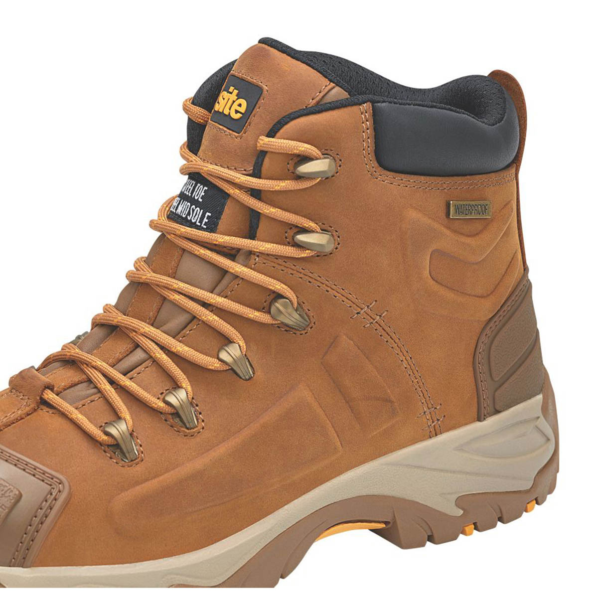 Mens Safety Boots Tan Waterproof Steel Toe Cap Lace Up Comfort Brown Size 12 - Image 6
