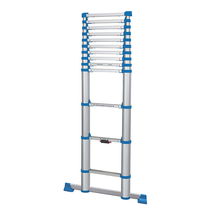 Mac Allister Telescopic Ladder 3.8m Aluminium Lightweight Extendable Foldable - Image 5