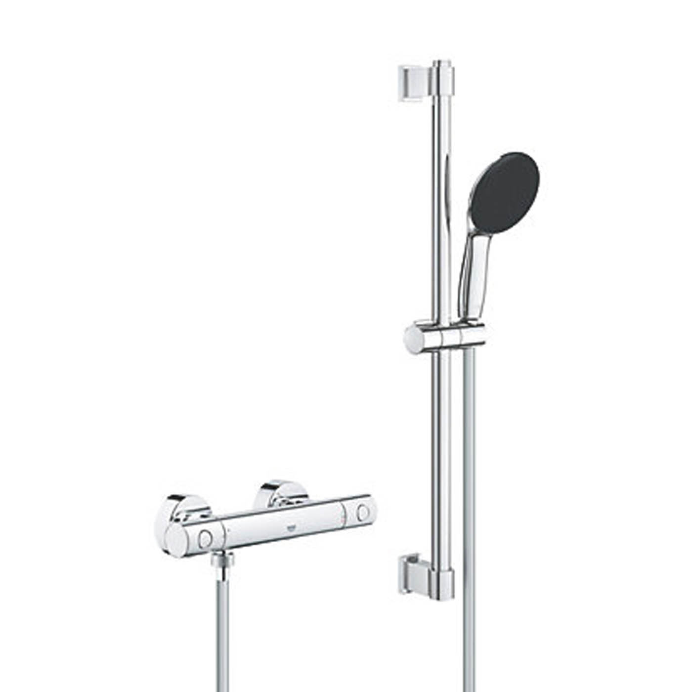 Grohe Thermostatic Shower Mixer Set Exposed Chrome Single Spray Pattern Round - Image 1