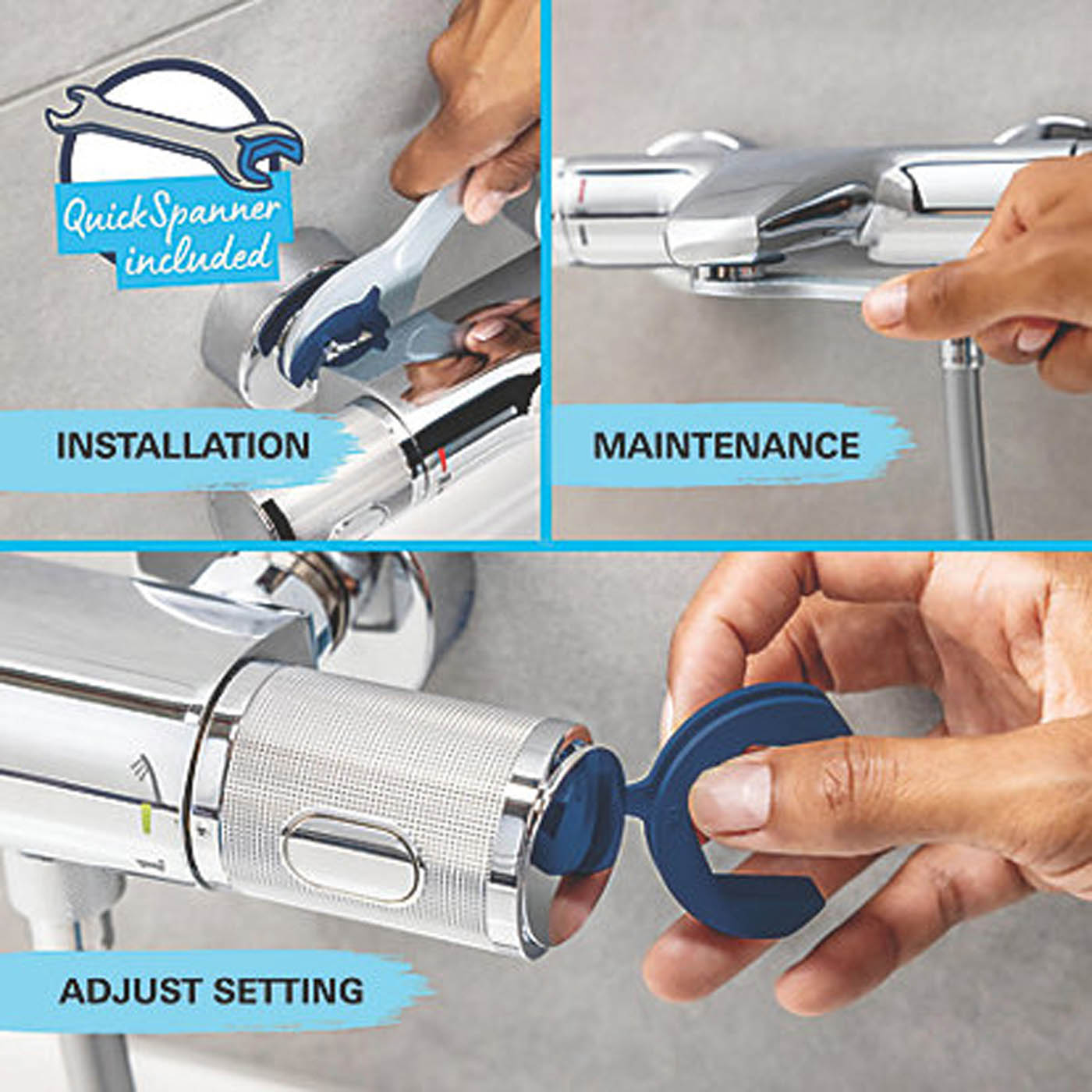 Grohe Thermostatic Shower Mixer Set Exposed Chrome Single Spray Pattern Round - Image 5