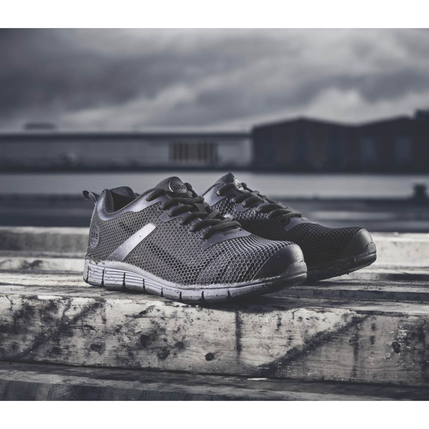 Site Mens Safety Trainers Black Water Resistant Steel Toe Cap Wide Fit Size 3 - Image 3