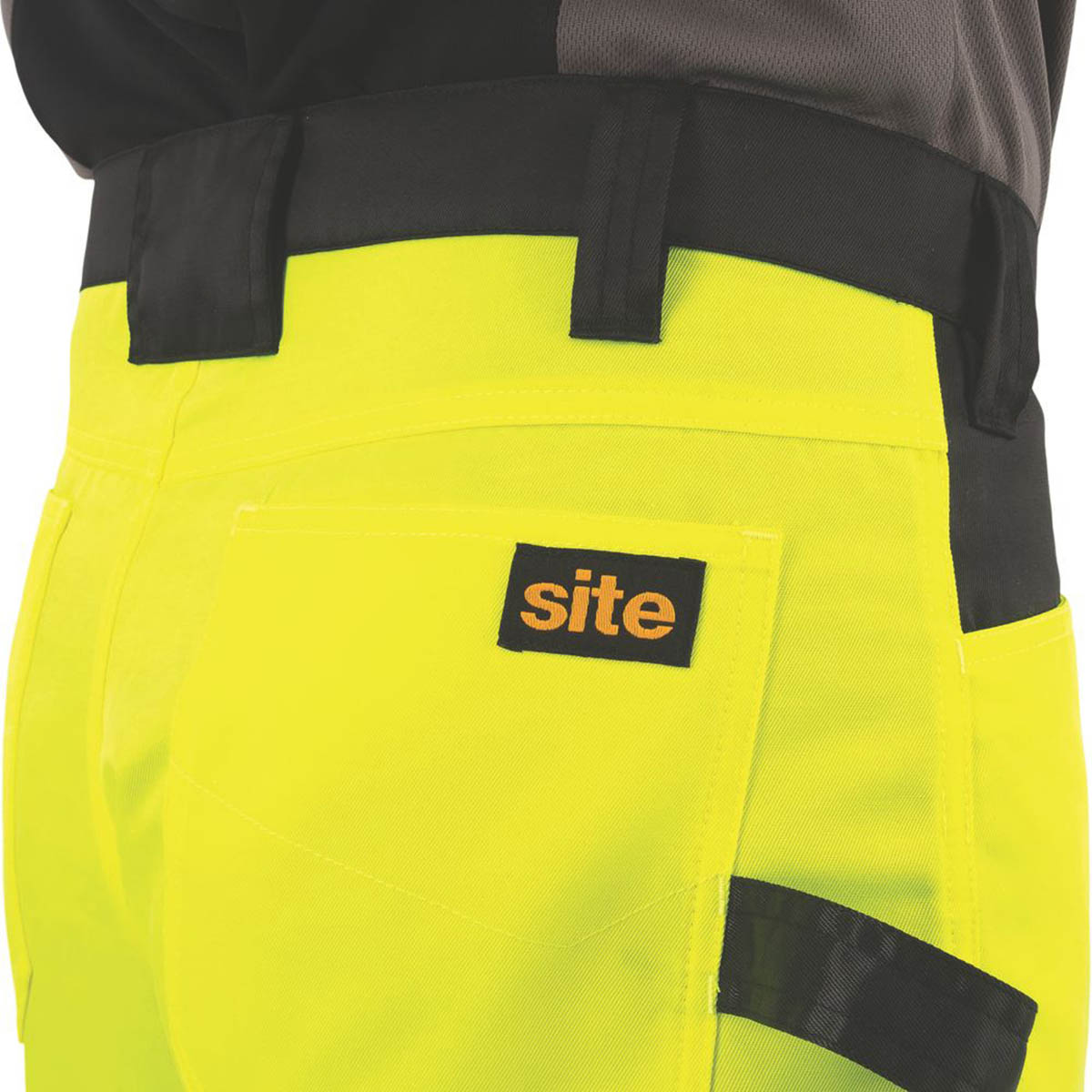 Site Mens Hi-Vis Work Trousers Yellow/Black Reflective Multi Pockets 38" W 32" L - Image 6