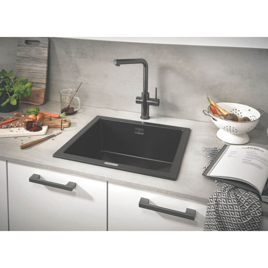 Grohe Kitchen Sink Matt Black 1 Bowl Under Mount Granite Composite 533 x 457mm - Image 1