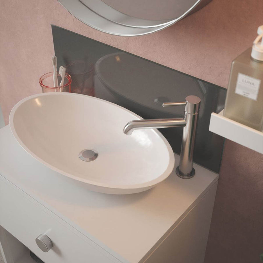 Bathroom Splashback Self-Adhesive Metallic Charcoal Glass 600mm x 250mm x 4mm - Image 1