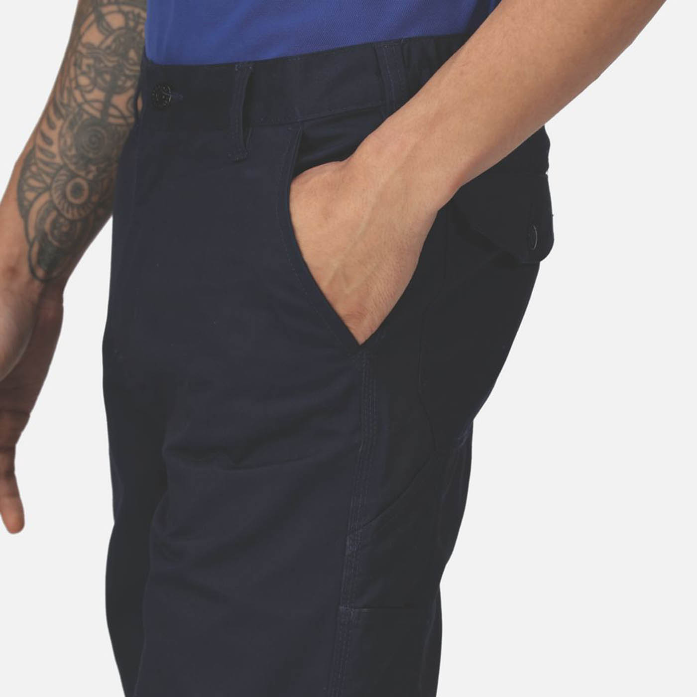 Regatta Pro Mens Work Trousers Navy Cargo Classic Fit Multi Pockets 38" W 31" L - Image 6