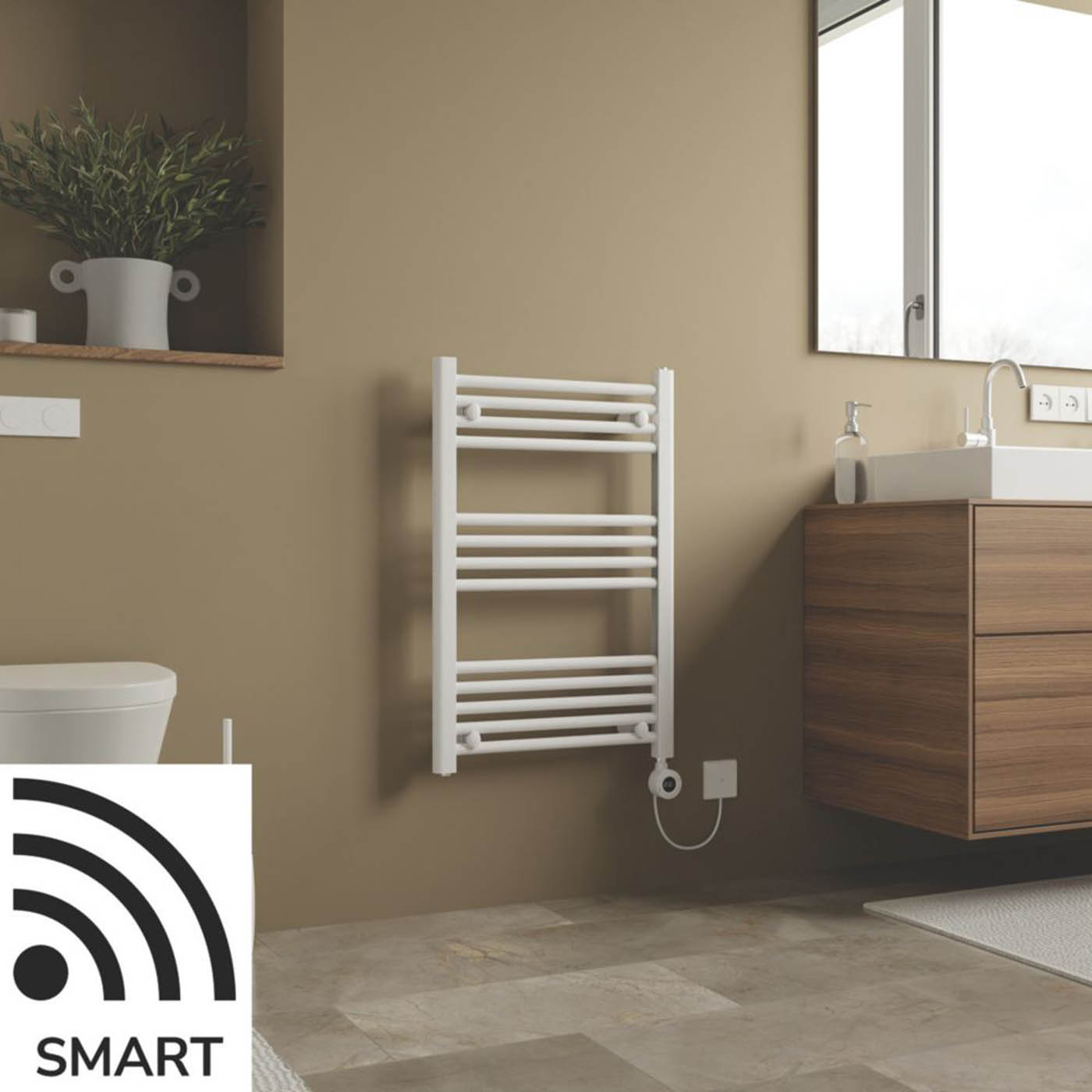 Azur Electric Towel Rail Radiator White Flat Bathroom Warmer (H)75x(W)50cm - Image 2