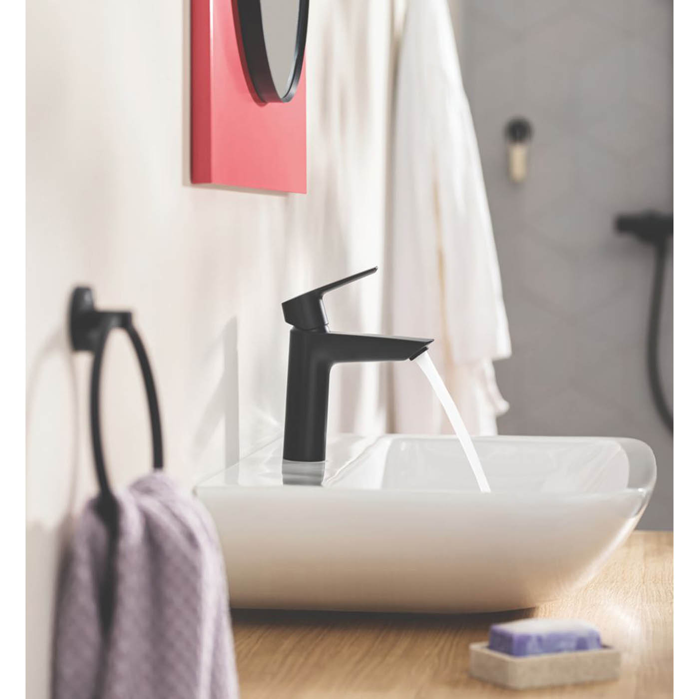 Grohe Bathroom Basin Mixer Tap Mono Single Lever Matt Black Modern 165mm - Image 4