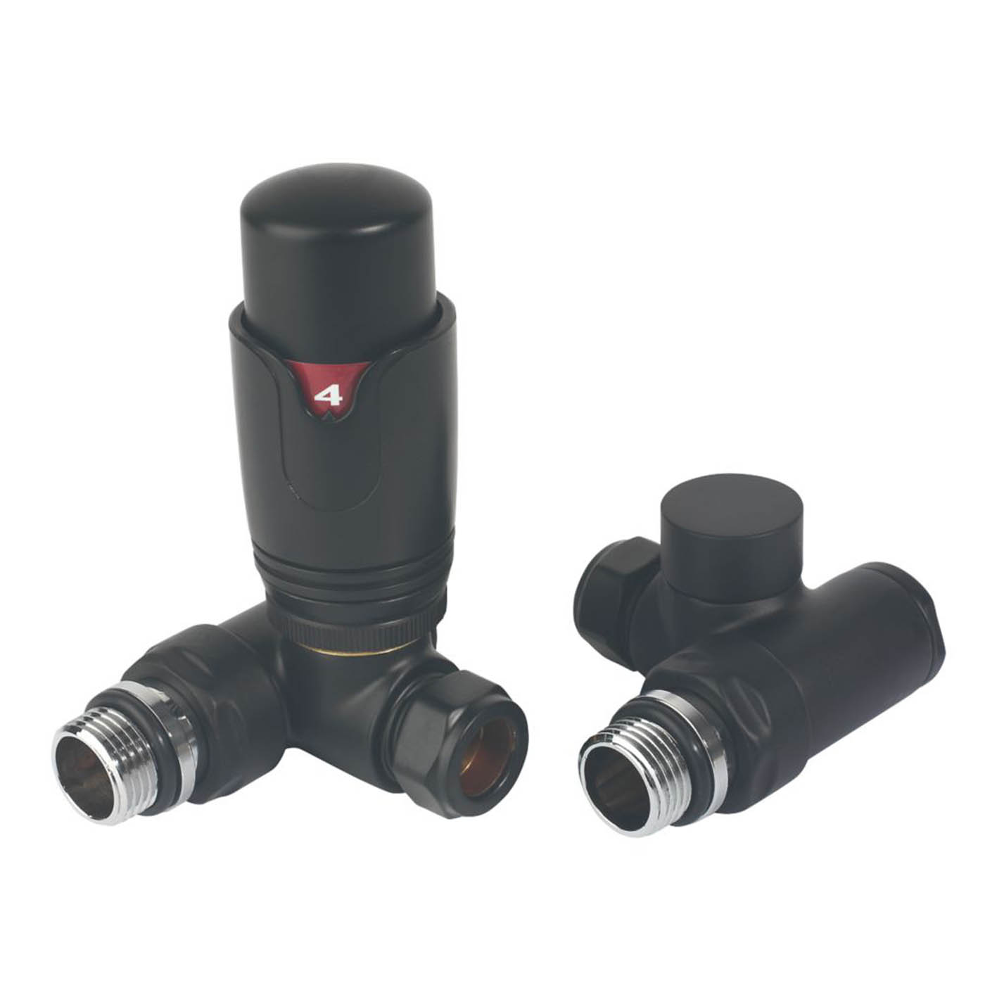 Towelrads Thermostatic Radiator Valve And Lockshield 15mmx1/2" Black Angled - Image 4