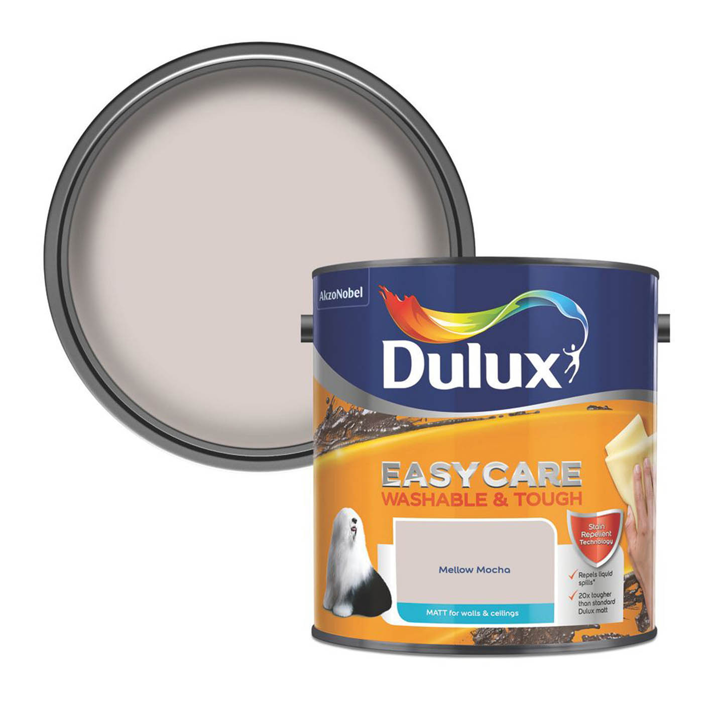 Dulux Emulsion Paint Mellow Mocha Matt Washable And Tough Wall Ceiling 2.5L - Image 1