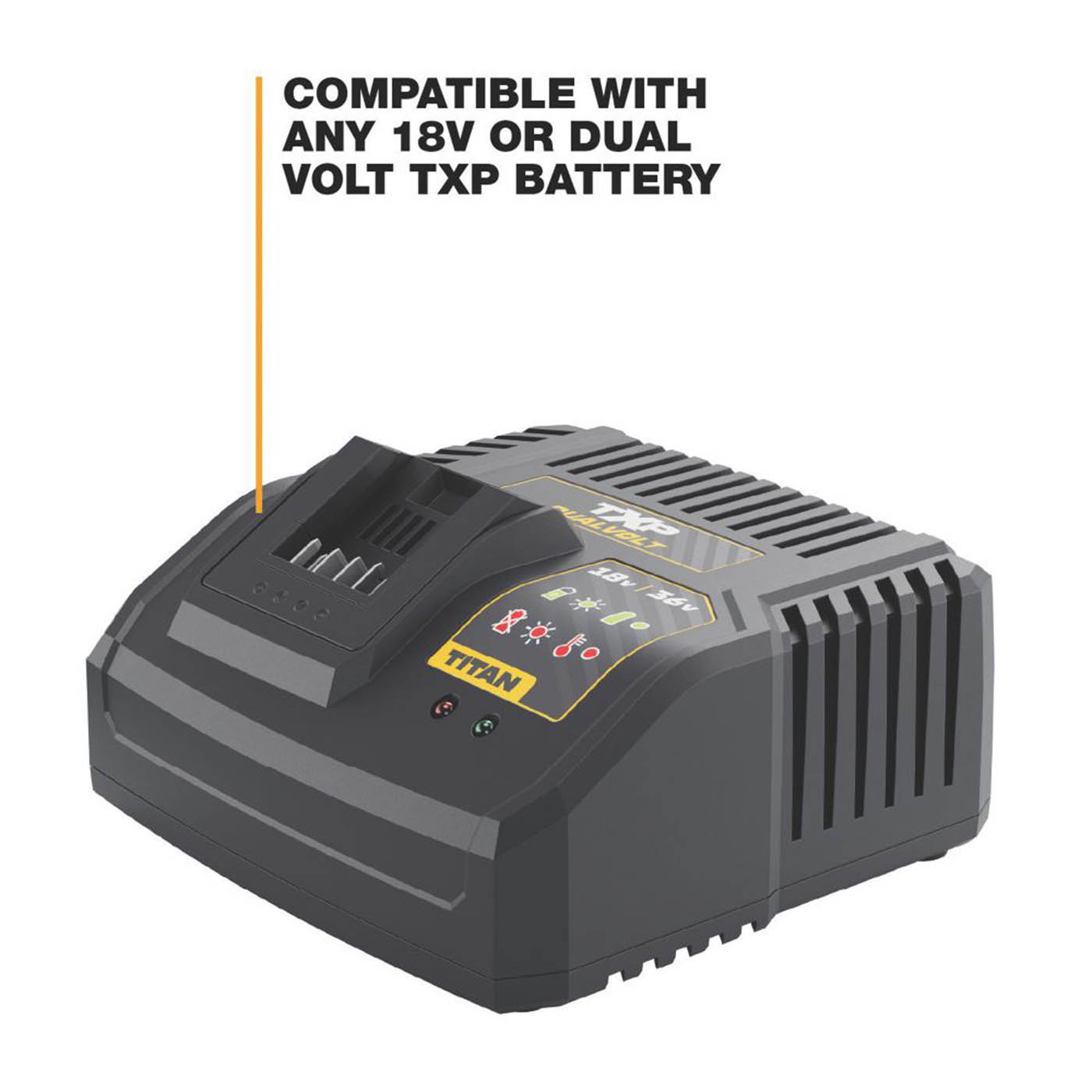 Titan Battery Charger 18/36V Li-Ion TTB1242CHR Fast Dual Voltage Compact - Image 3