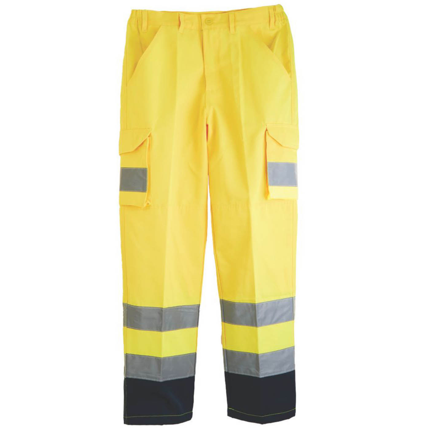 Hi-Vis Work Trousers Unisex Regular Fit Yellow Cargo Multi Pockets 32W 31L - Image 1