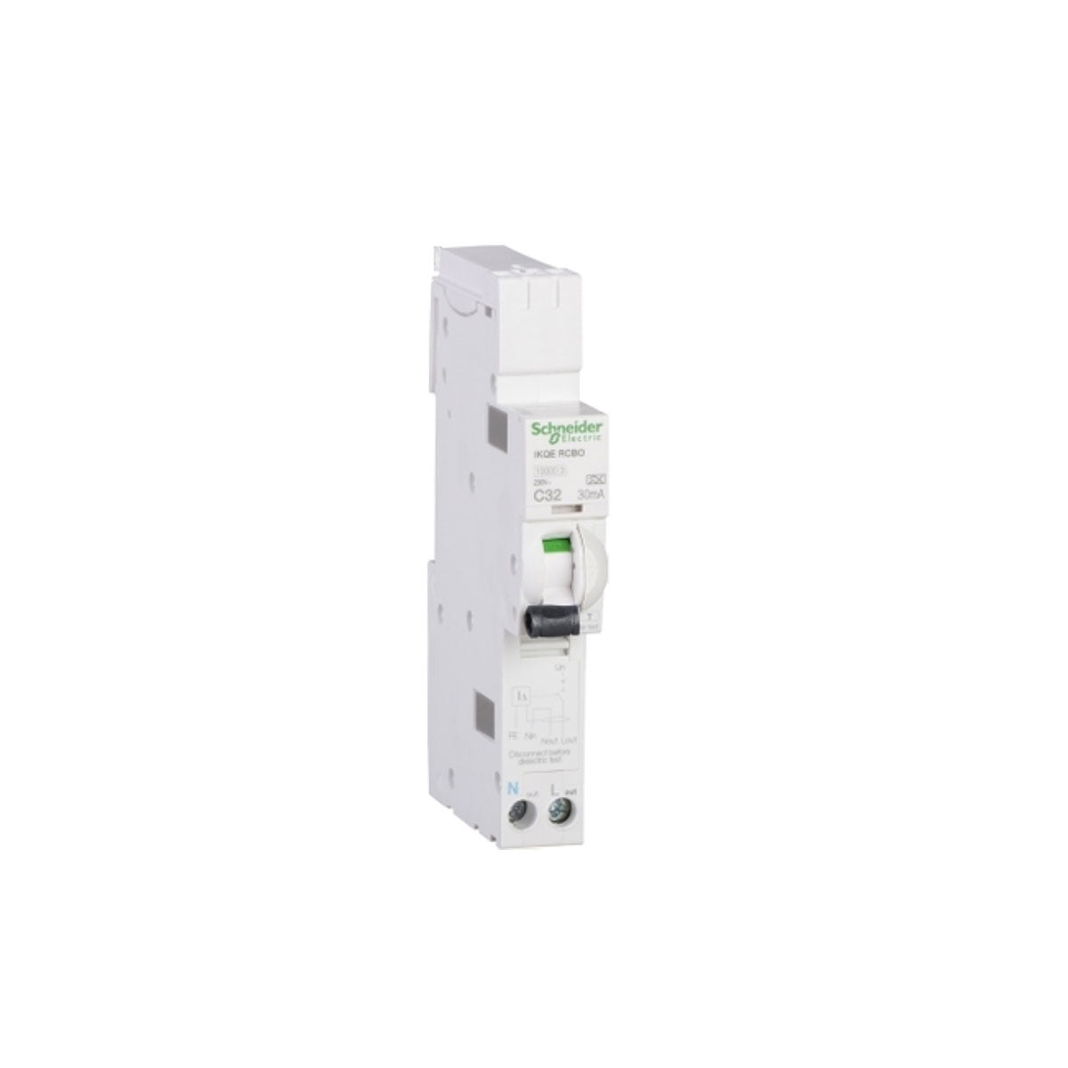 Schneider Electric RCBO 32A Single Pole with Neutral C Curve 30mA White - Image 1