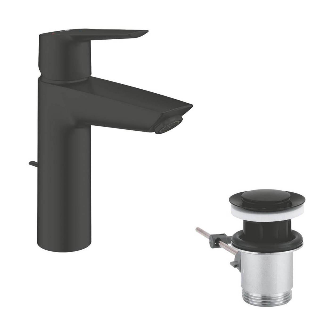 Grohe Bathroom Basin Tap Mono Mixer Matt Black Pop Up Waste Modern Faucet - Image 2