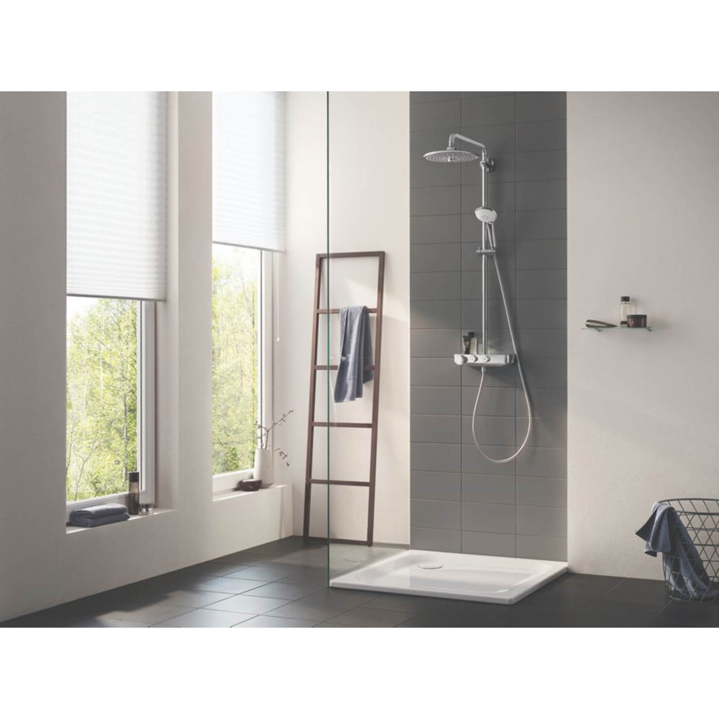 Grohe Thermostatic Mixer Shower Exposed Chrome 3 Spray Pattern Twin Round Head - Image 2